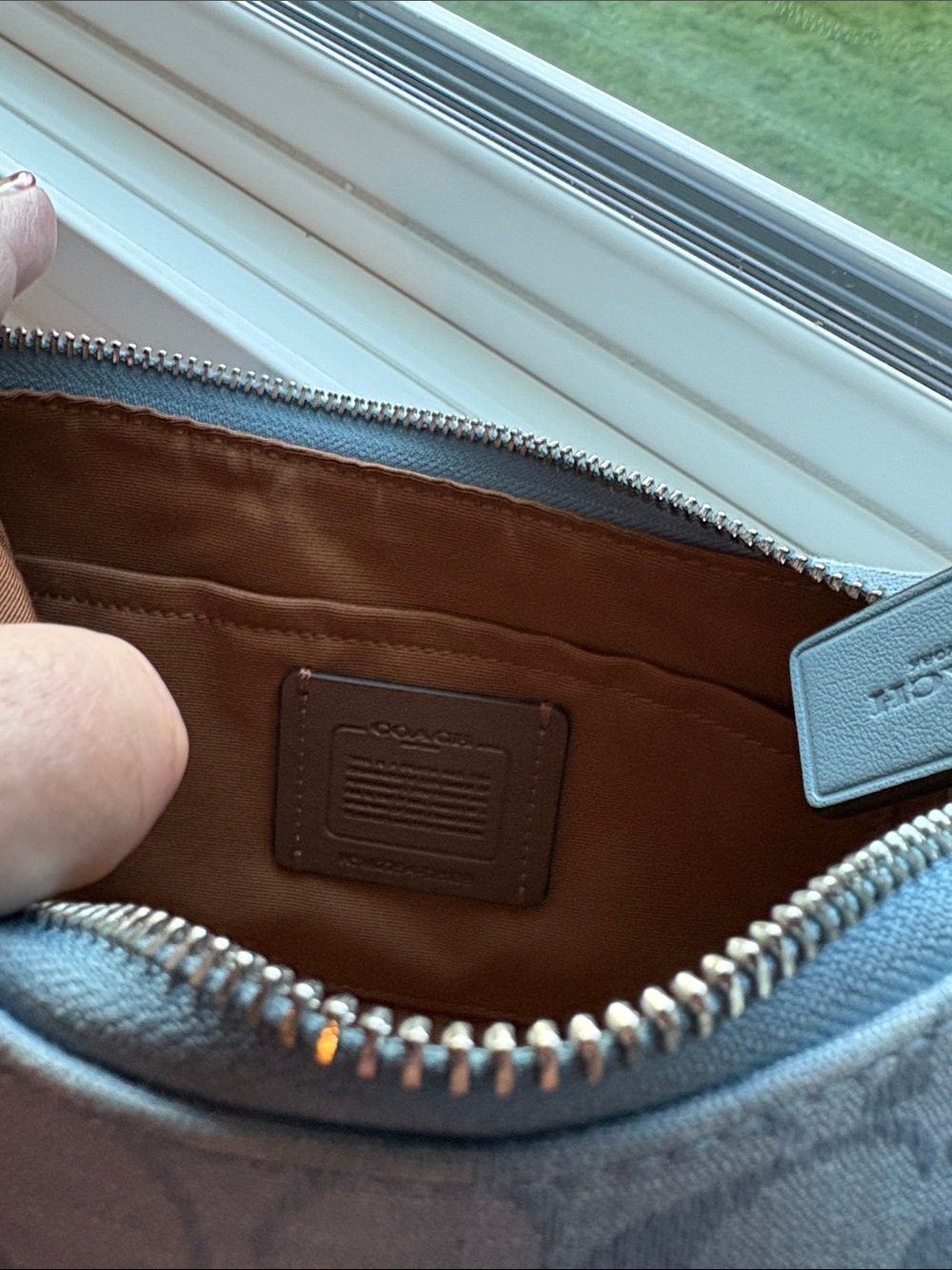 Coach Blue Signature Crescent Shoulder Bag - Picture 4 of 5